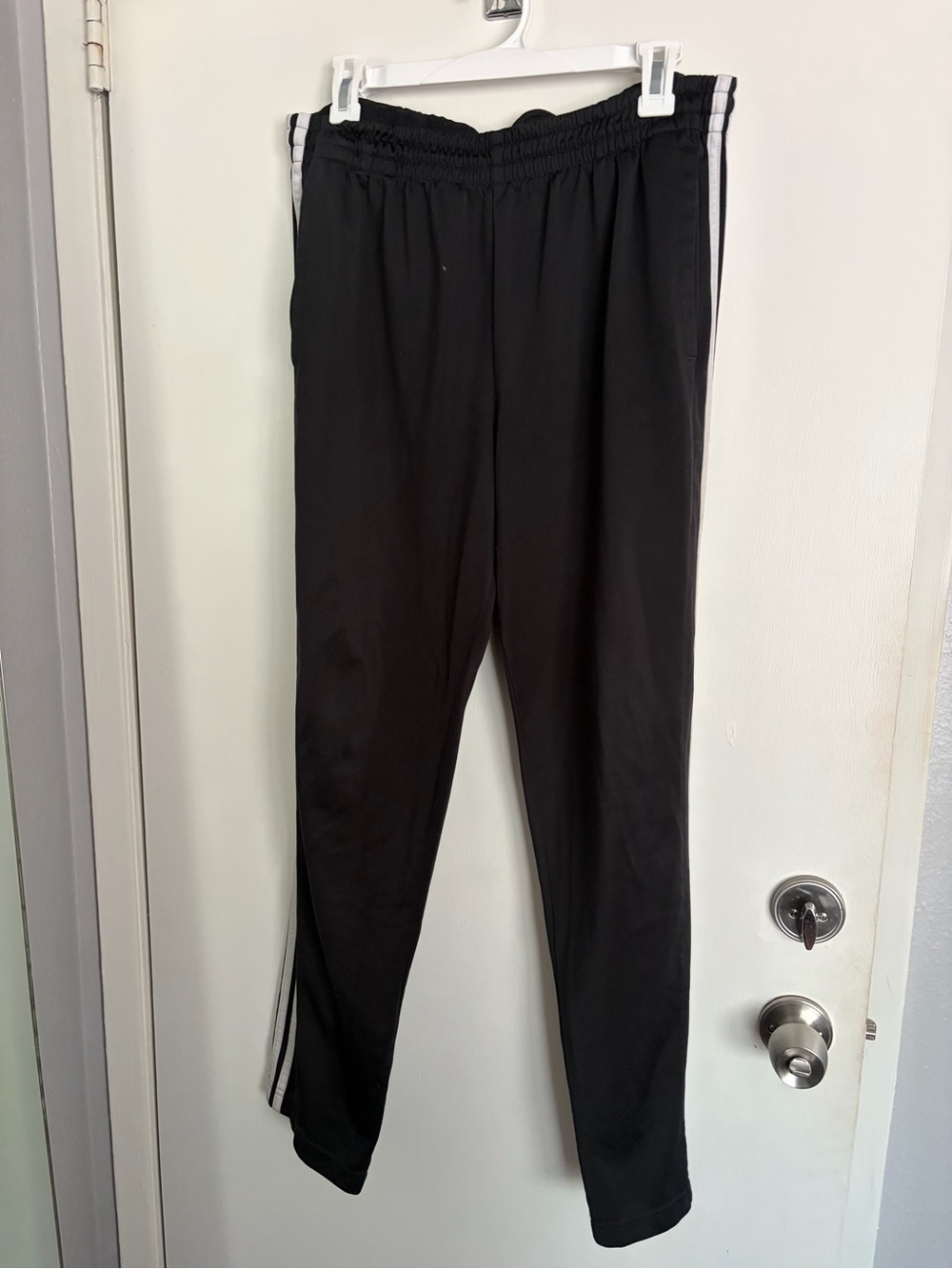 adidas Black Track Pants with White Three-Stripes